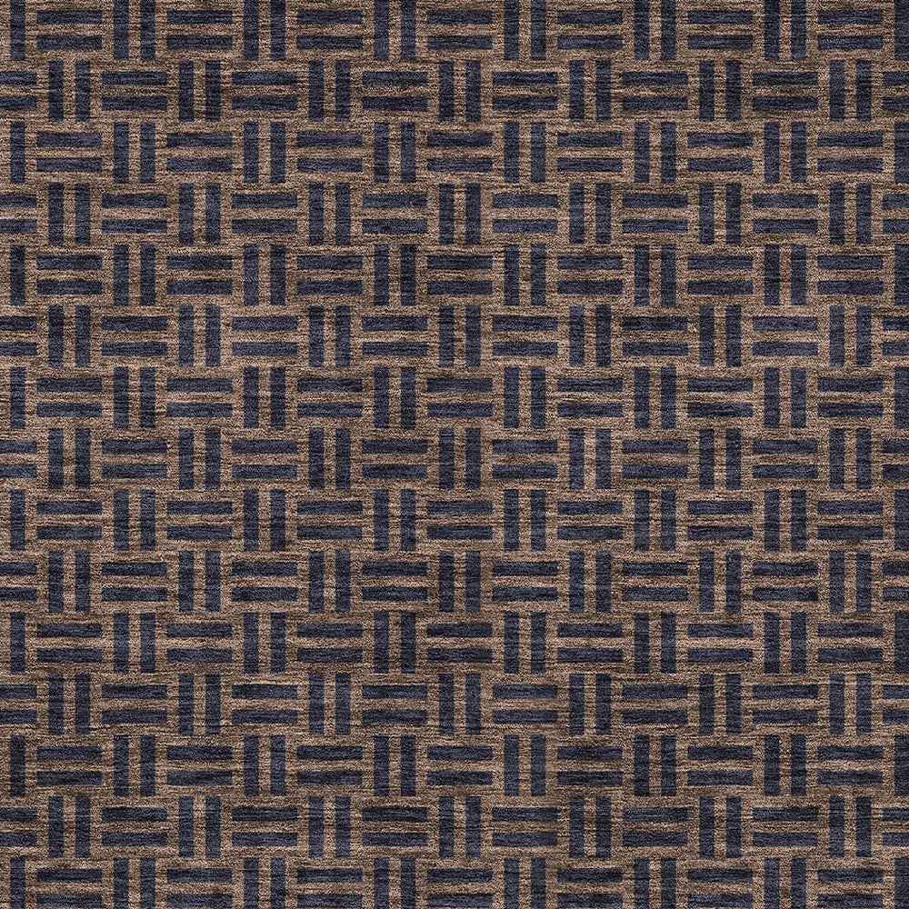 10' X 14' Chocolate And Black Geometric Washable Indoor Outdoor Area Rug