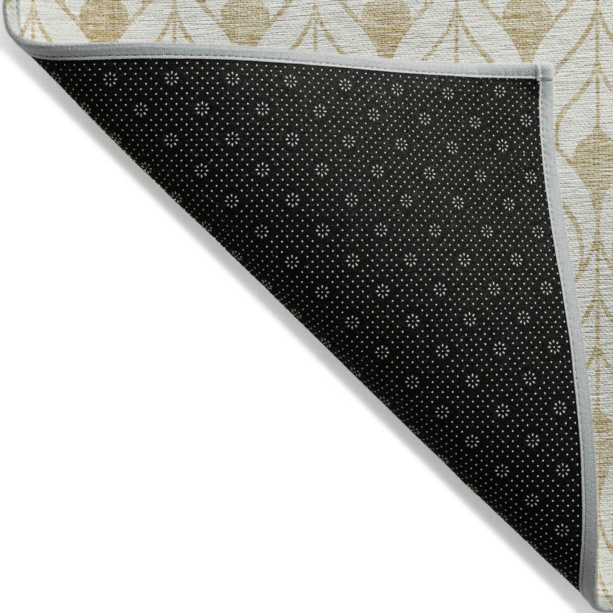 9' X 12' Gold And Beige Geometric Washable Indoor Outdoor Area Rug - Outdoor