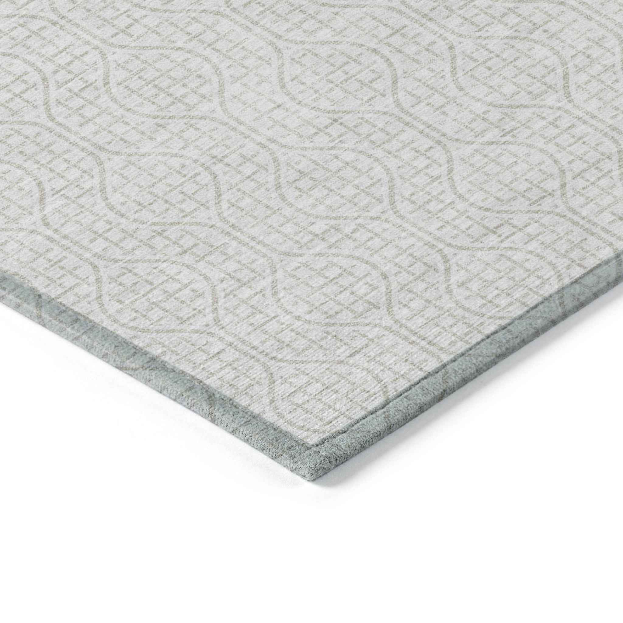 5' X 8' Ivory And Beige Geometric Washable Indoor Outdoor Area Rug