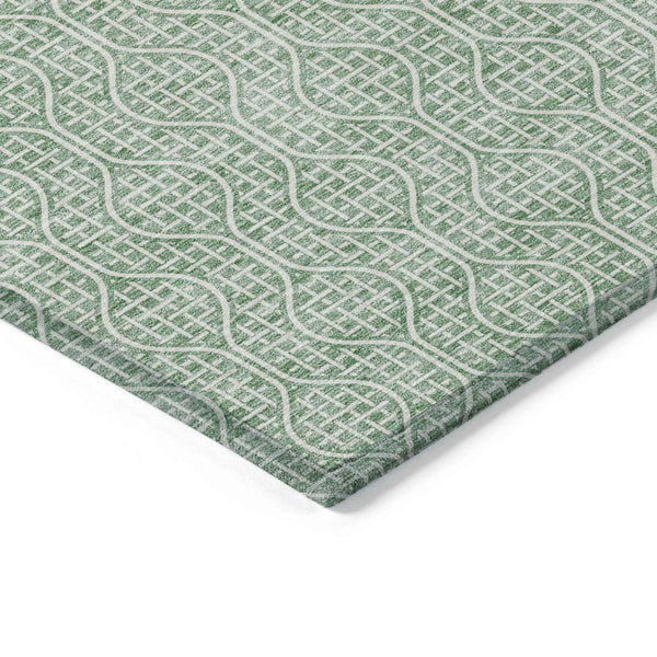 9' X 12' Sage And Gray Geometric Washable Indoor Outdoor Area Rug