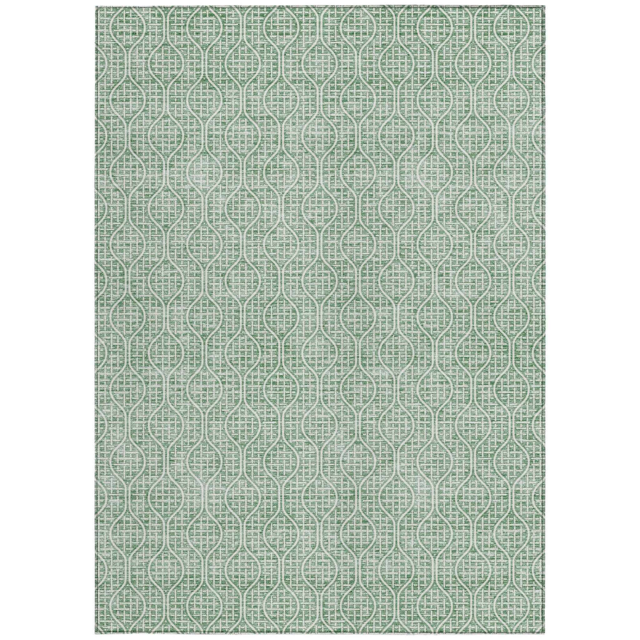 9' X 12' Sage And Gray Geometric Washable Indoor Outdoor Area Rug