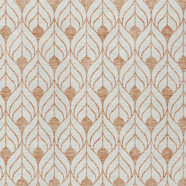 5' X 8' Salmon And Beige Geometric Washable Indoor Outdoor Area Rug