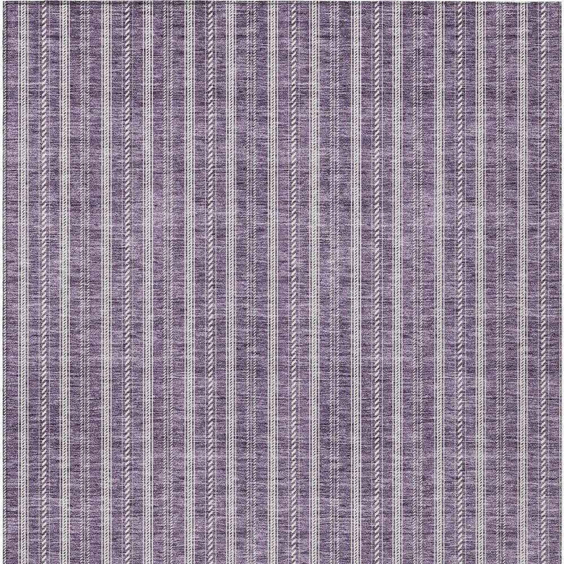10' X 14' Purple And Ivory Striped Washable Indoor Outdoor Area Rug