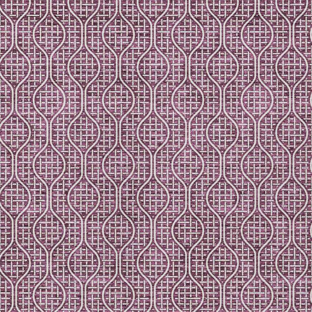 8' X 10' Eggplant And Ivory Geometric Washable Indoor Outdoor Area Rug