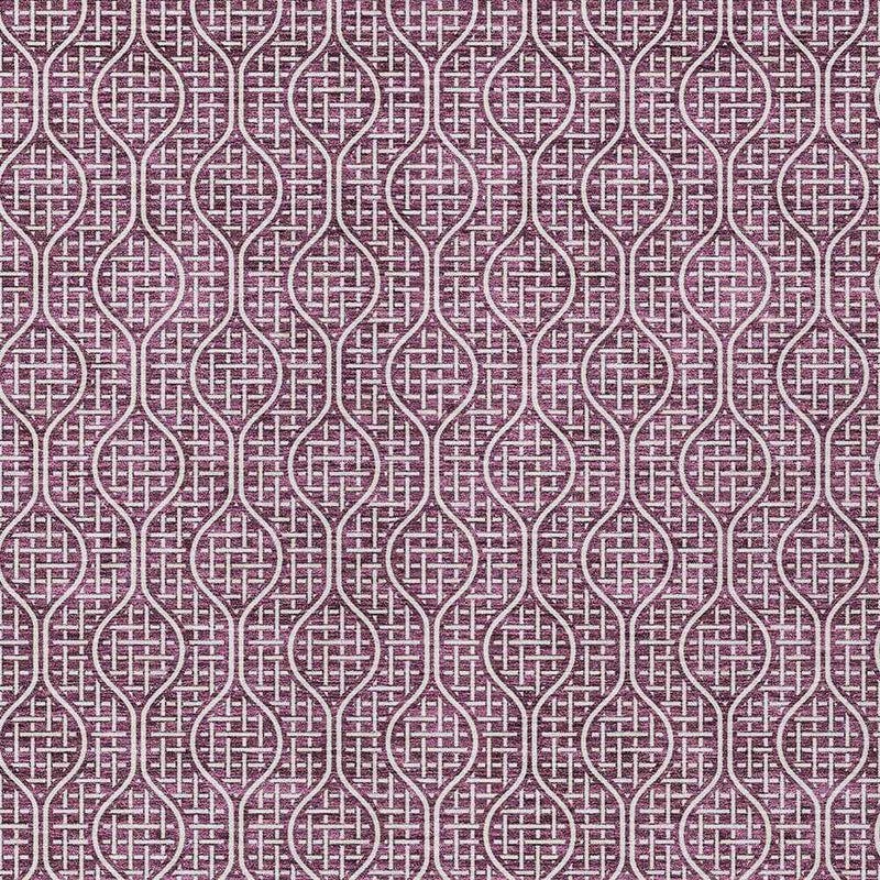 8' X 10' Eggplant And Ivory Geometric Washable Indoor Outdoor Area Rug