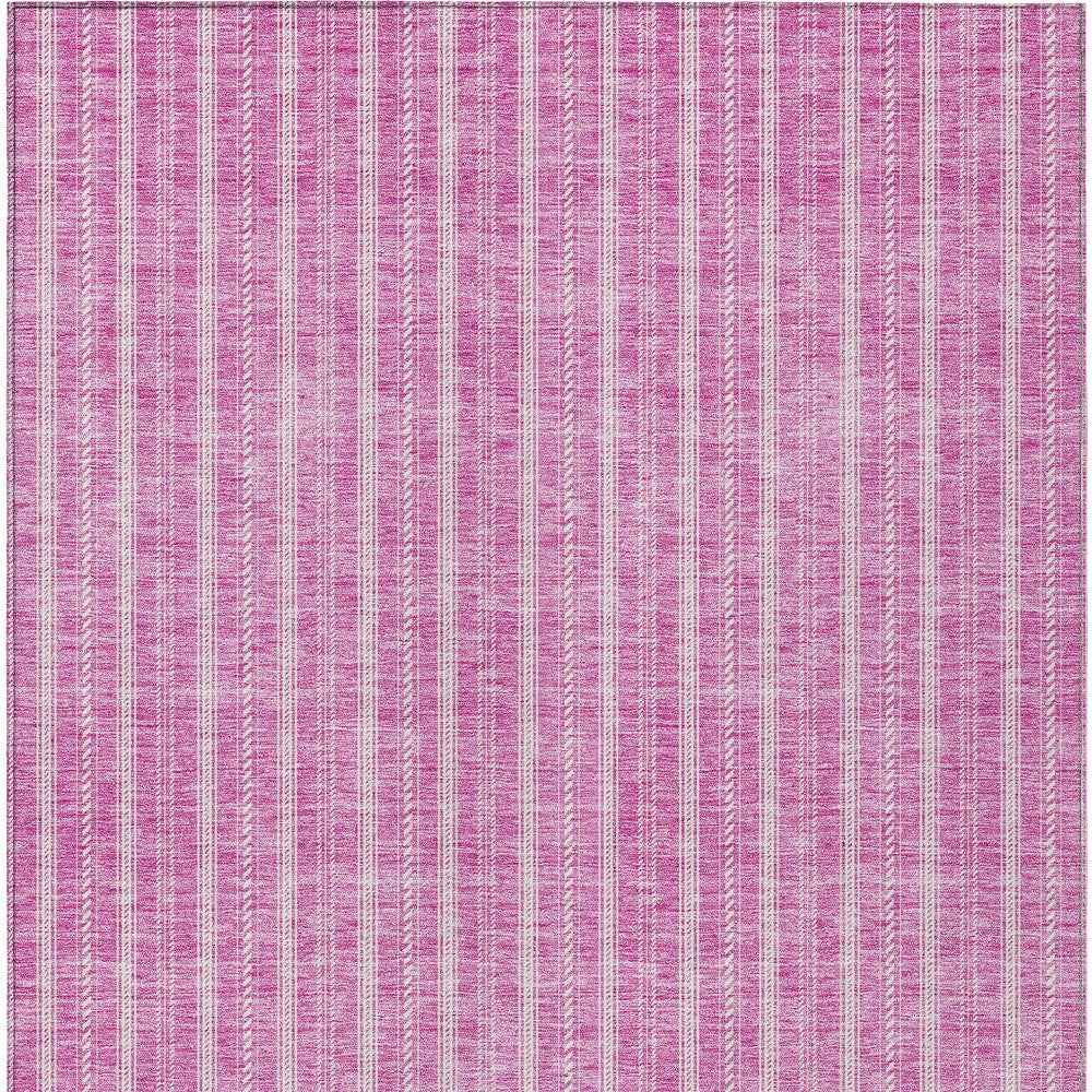 8' X 10' Blush And Ivory Striped Washable Indoor Outdoor Area Rug