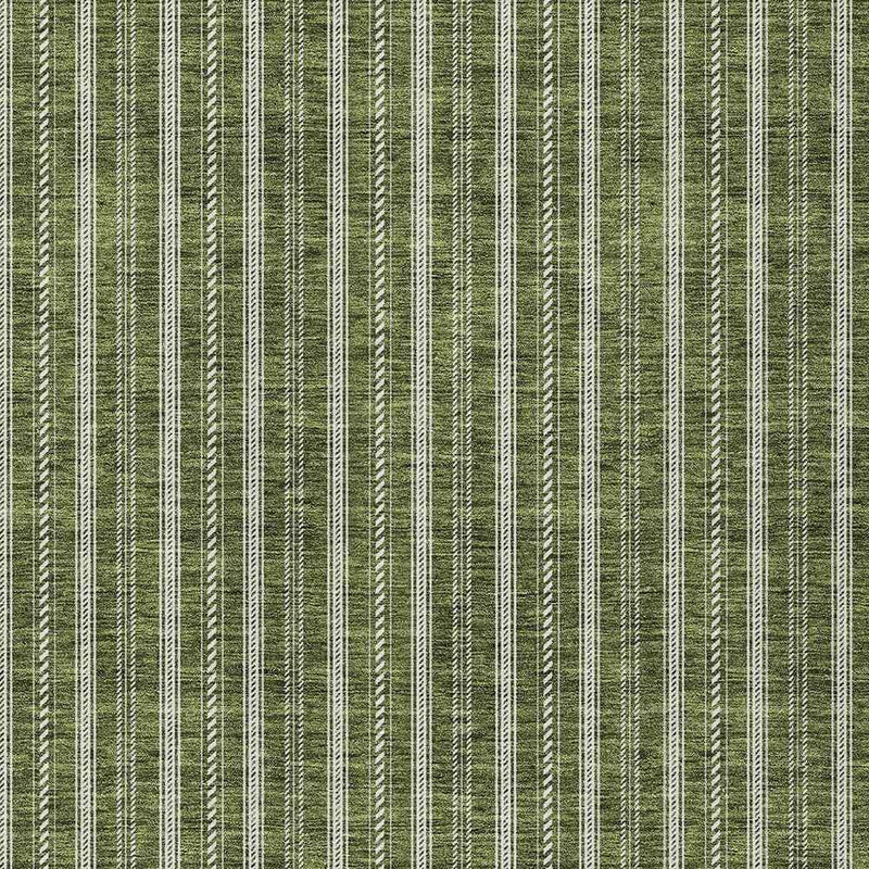 3' X 5' Olive Green And Ivory Striped Washable Indoor Outdoor Area Rug
