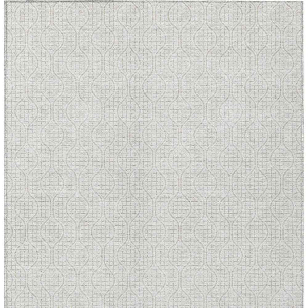 3' X 5' Ivory And Beige Geometric Washable Indoor Outdoor Area Rug