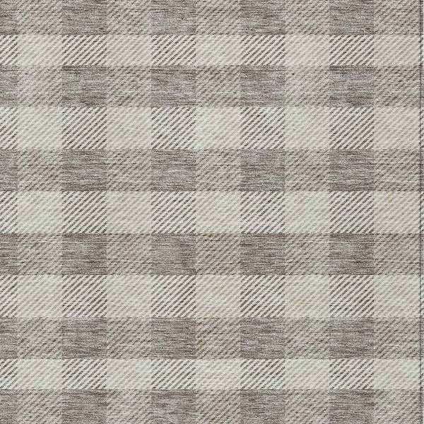 3' X 5' Taupe And Gray Plaid Washable Indoor Outdoor Area Rug