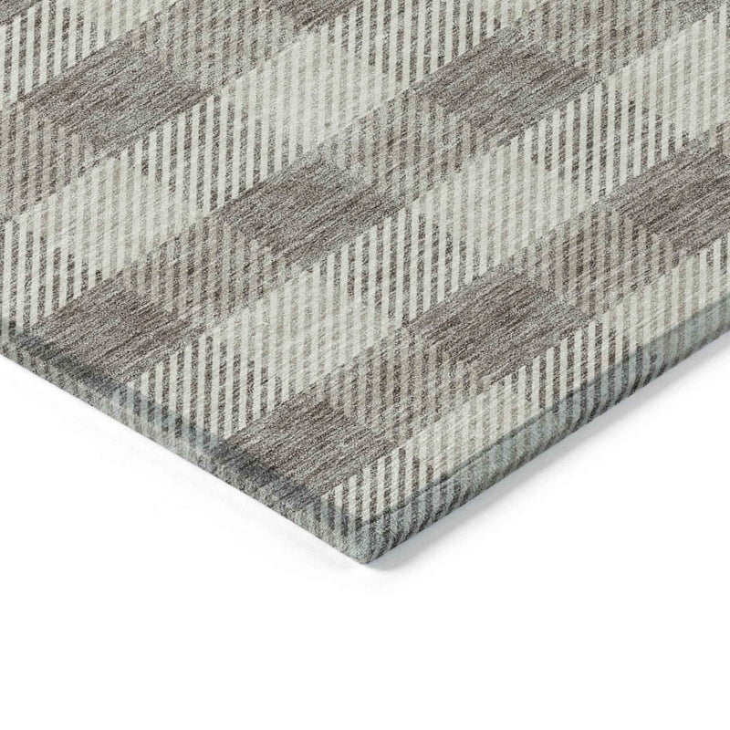 3' X 5' Taupe And Gray Plaid Washable Indoor Outdoor Area Rug