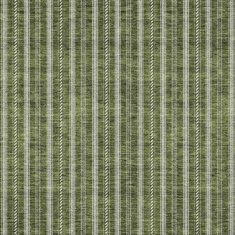 10' X 14' Olive Green And Ivory Striped Washable Indoor Outdoor Area Rug