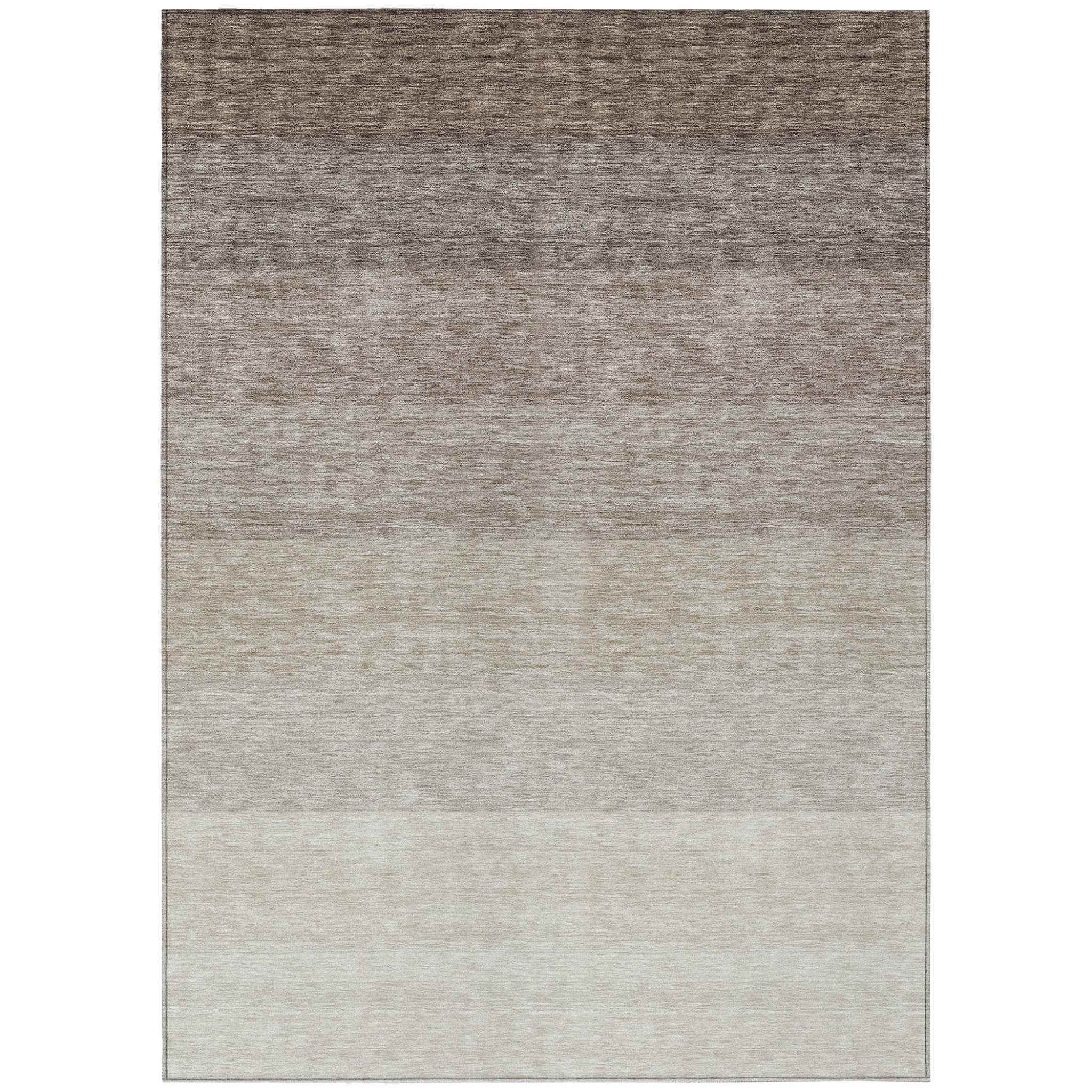 5' X 8' Brown And Ivory Ombre Washable Indoor Outdoor Area Rug