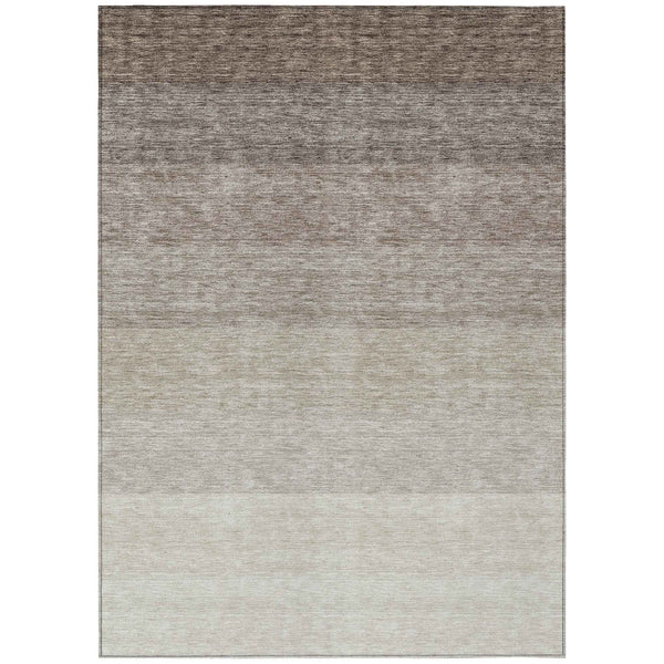 5' X 8' Brown And Ivory Ombre Washable Indoor Outdoor Area Rug