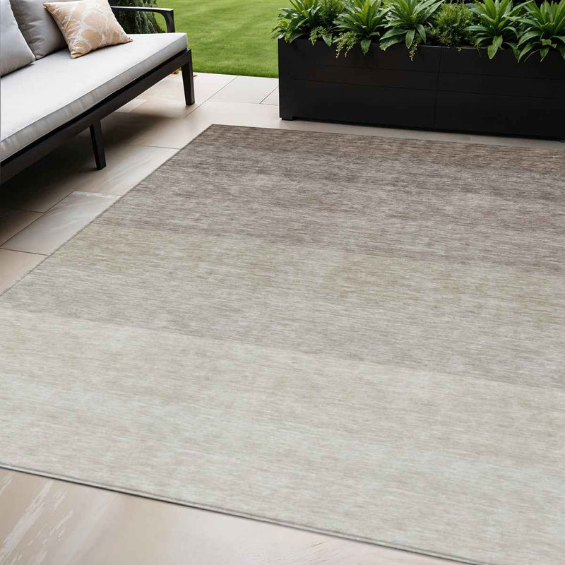 5' X 8' Brown And Ivory Ombre Washable Indoor Outdoor Area Rug