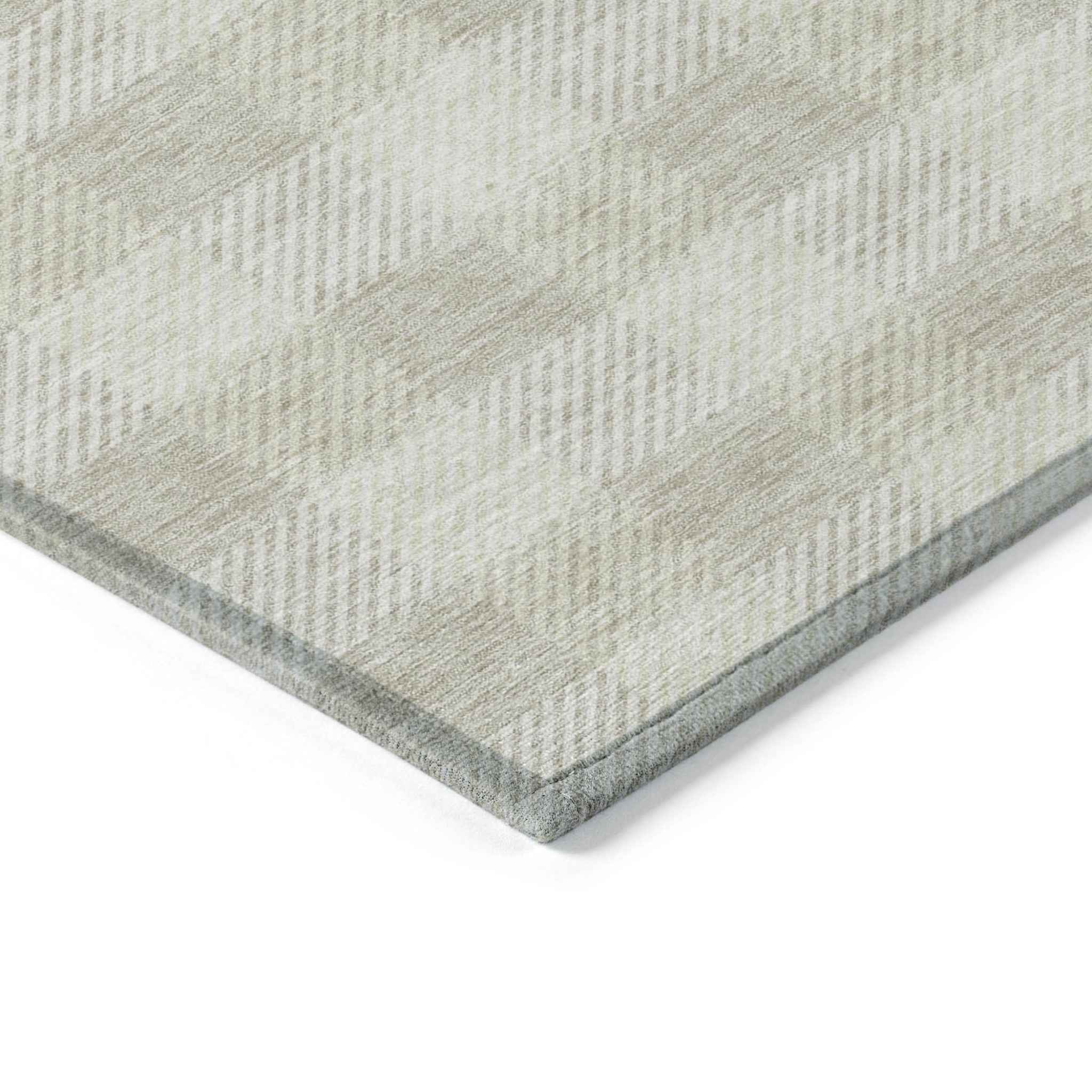 5' X 8' Ivory And Beige Plaid Washable Indoor Outdoor Area Rug