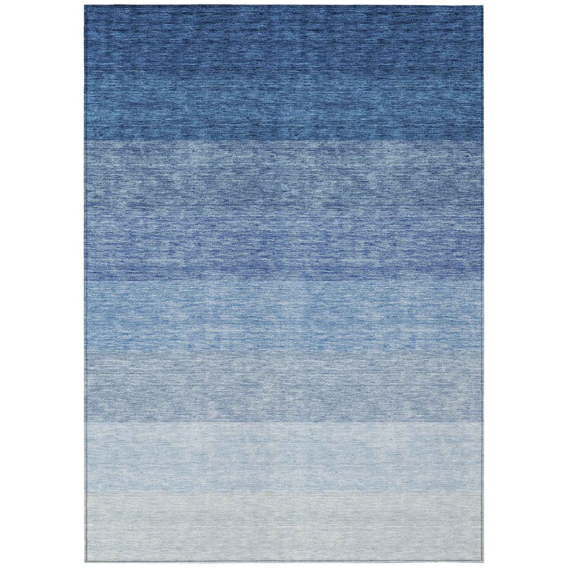 8' X 10' Blue And Gray Ombre Washable Indoor Outdoor Area Rug
