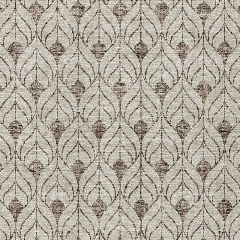 9' X 12' Brown And Beige Geometric Washable Indoor Outdoor Area Rug