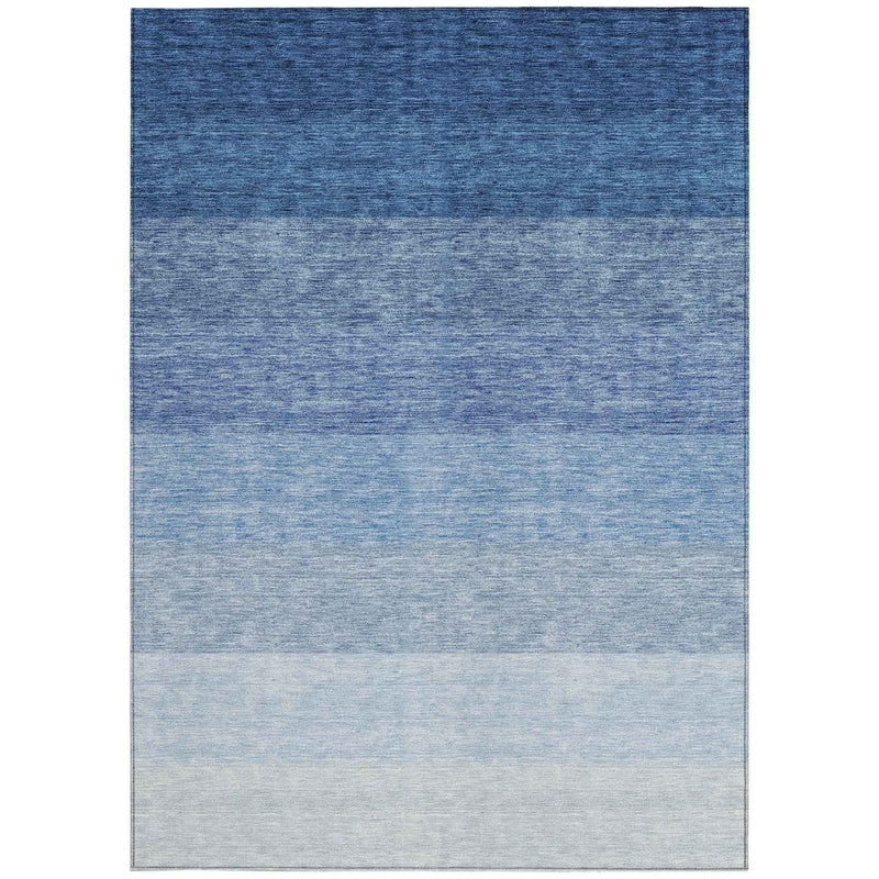 8' X 10' Blue And Gray Ombre Washable Indoor Outdoor Area Rug