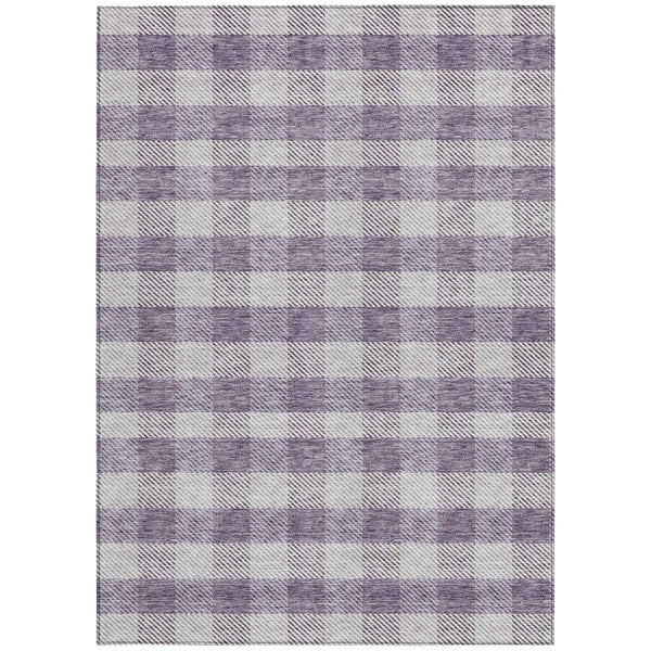 5' X 8' Lavender And Ivory Plaid Washable Indoor Outdoor Area Rug
