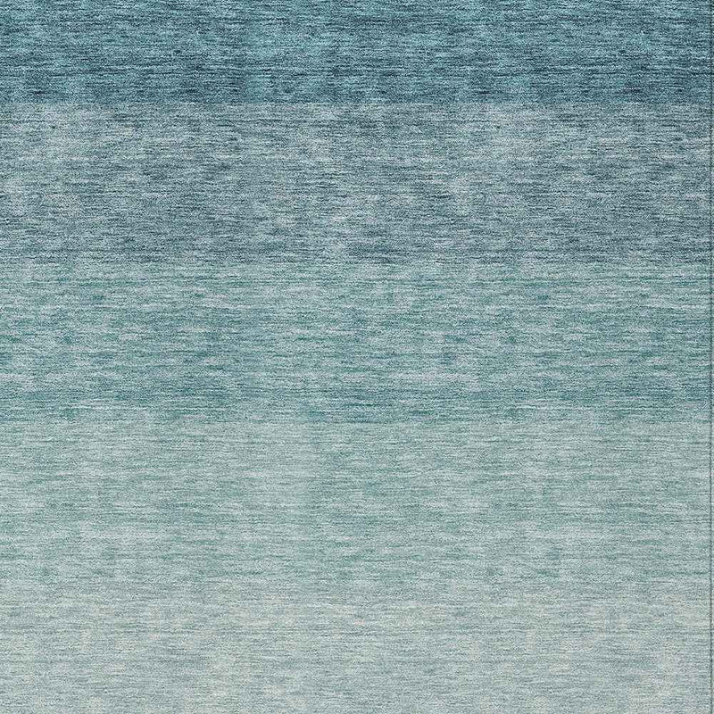 9' X 12' Teal Blue And Ivory Ombre Washable Indoor Outdoor Area Rug