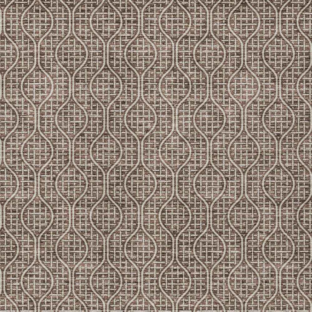 9' X 12' Brown And Beige Geometric Washable Indoor Outdoor Area Rug