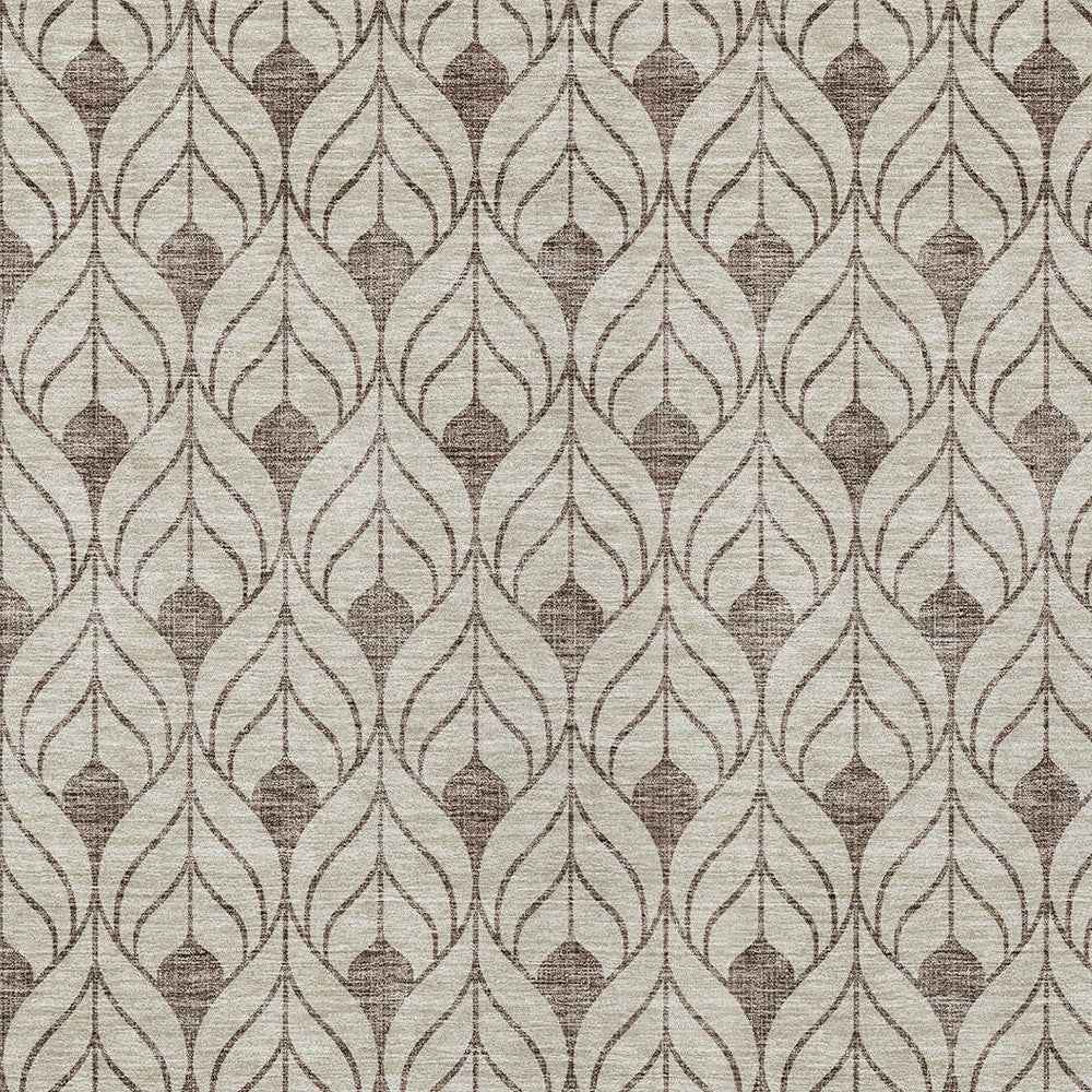 10' X 14' Brown And Beige Geometric Washable Indoor Outdoor Area Rug