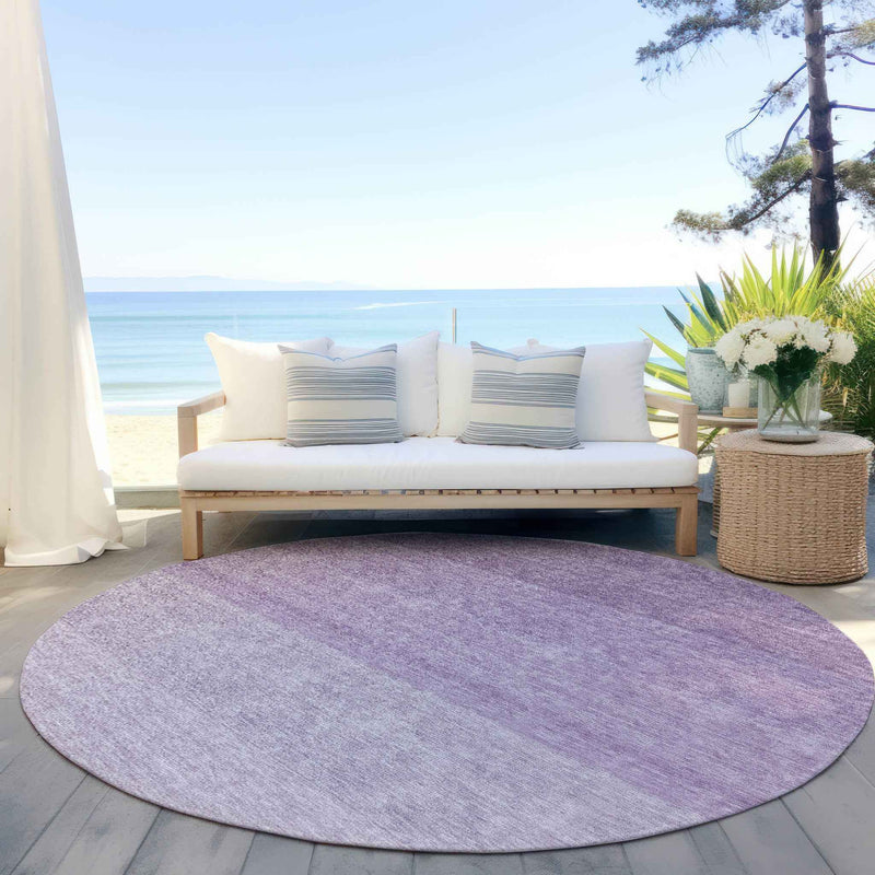 8' Purple And Lavender Round Ombre Washable Indoor Outdoor Area Rug