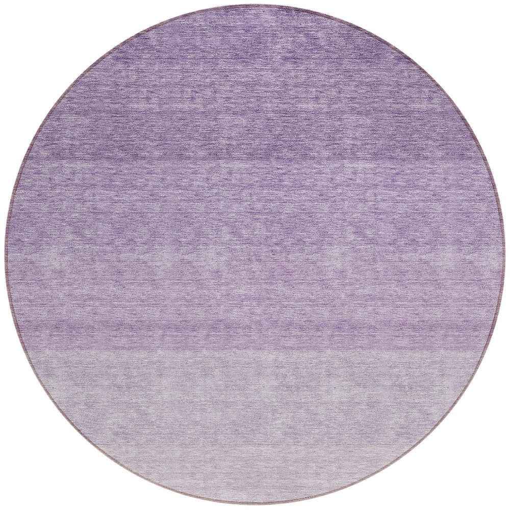 8' Purple And Lavender Round Ombre Washable Indoor Outdoor Area Rug