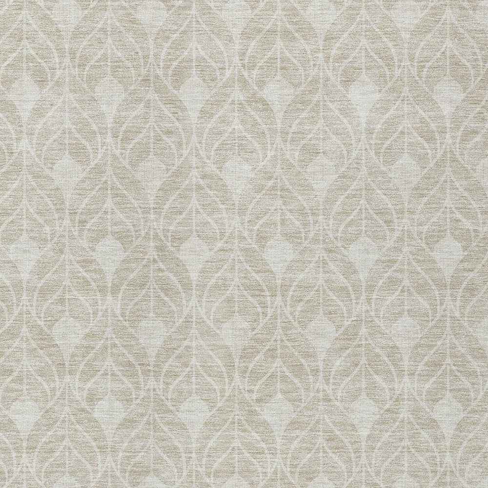 3' X 5' Beige And Ivory Geometric Washable Indoor Outdoor Area Rug