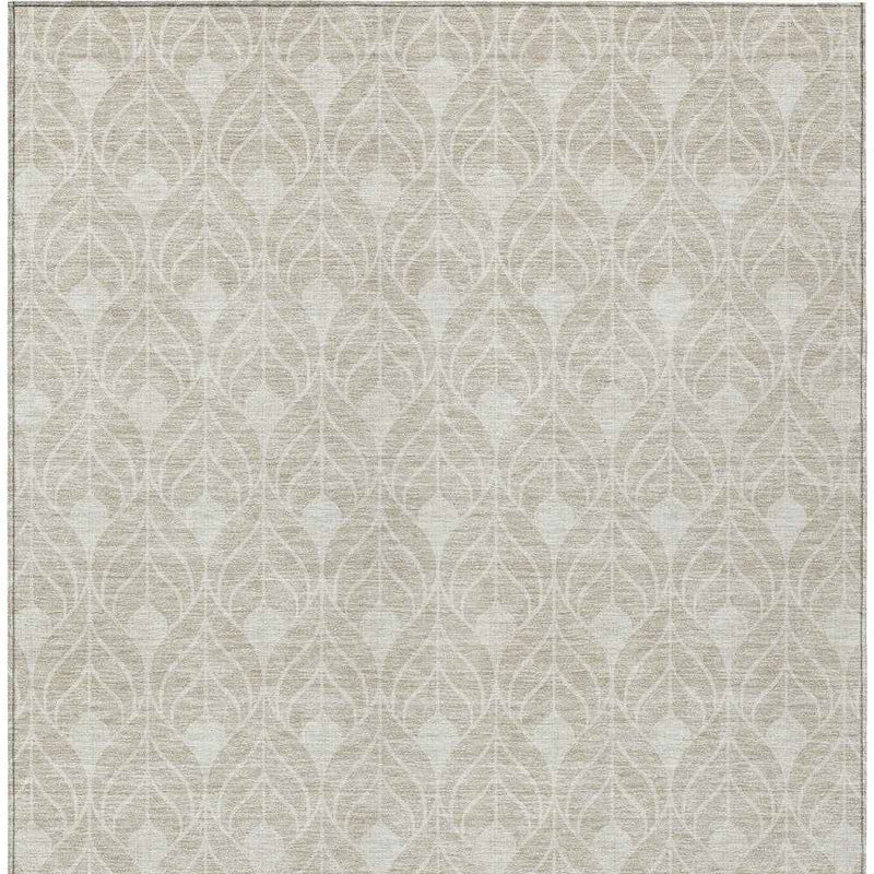 3' X 5' Beige And Ivory Geometric Washable Indoor Outdoor Area Rug