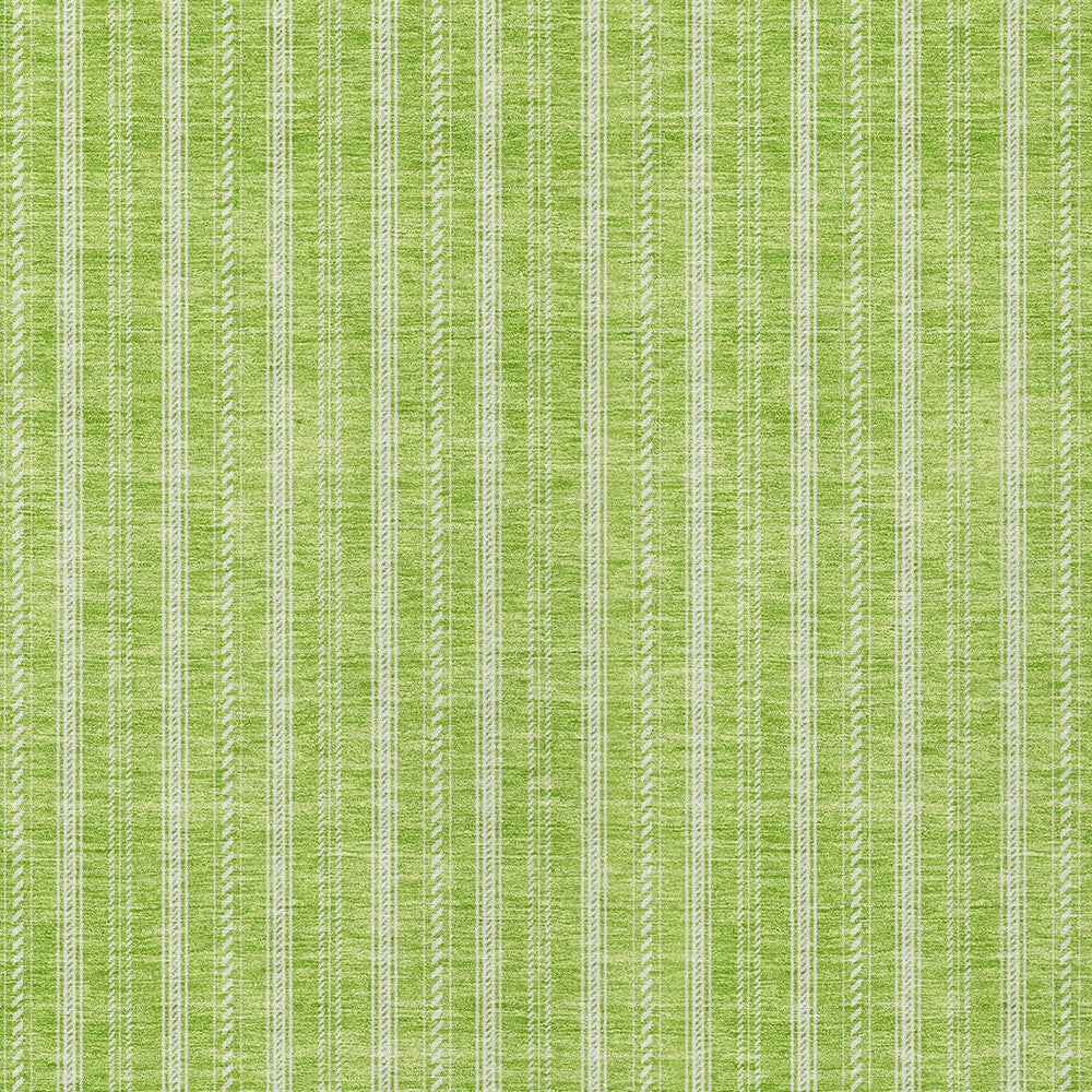 3' X 5' Lime Green And Ivory Striped Washable Indoor Outdoor Area Rug