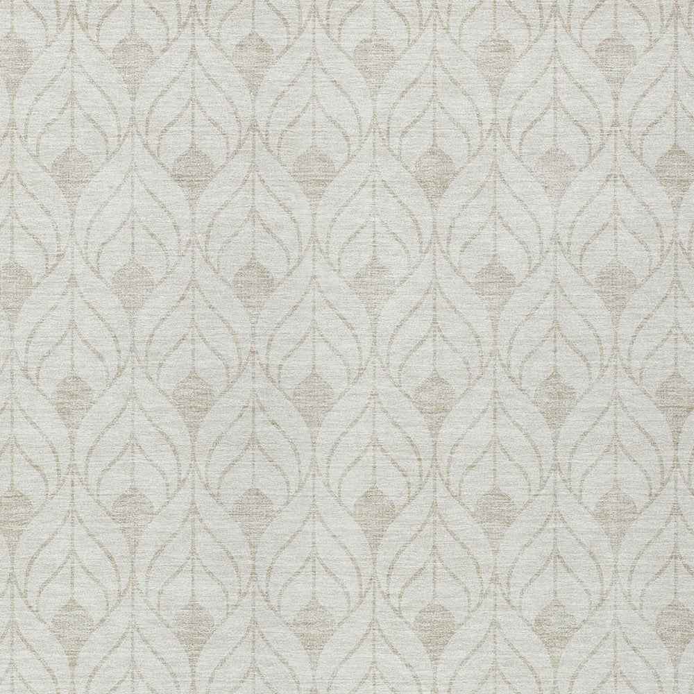 5' X 8' Ivory And Beige Geometric Washable Indoor Outdoor Area Rug