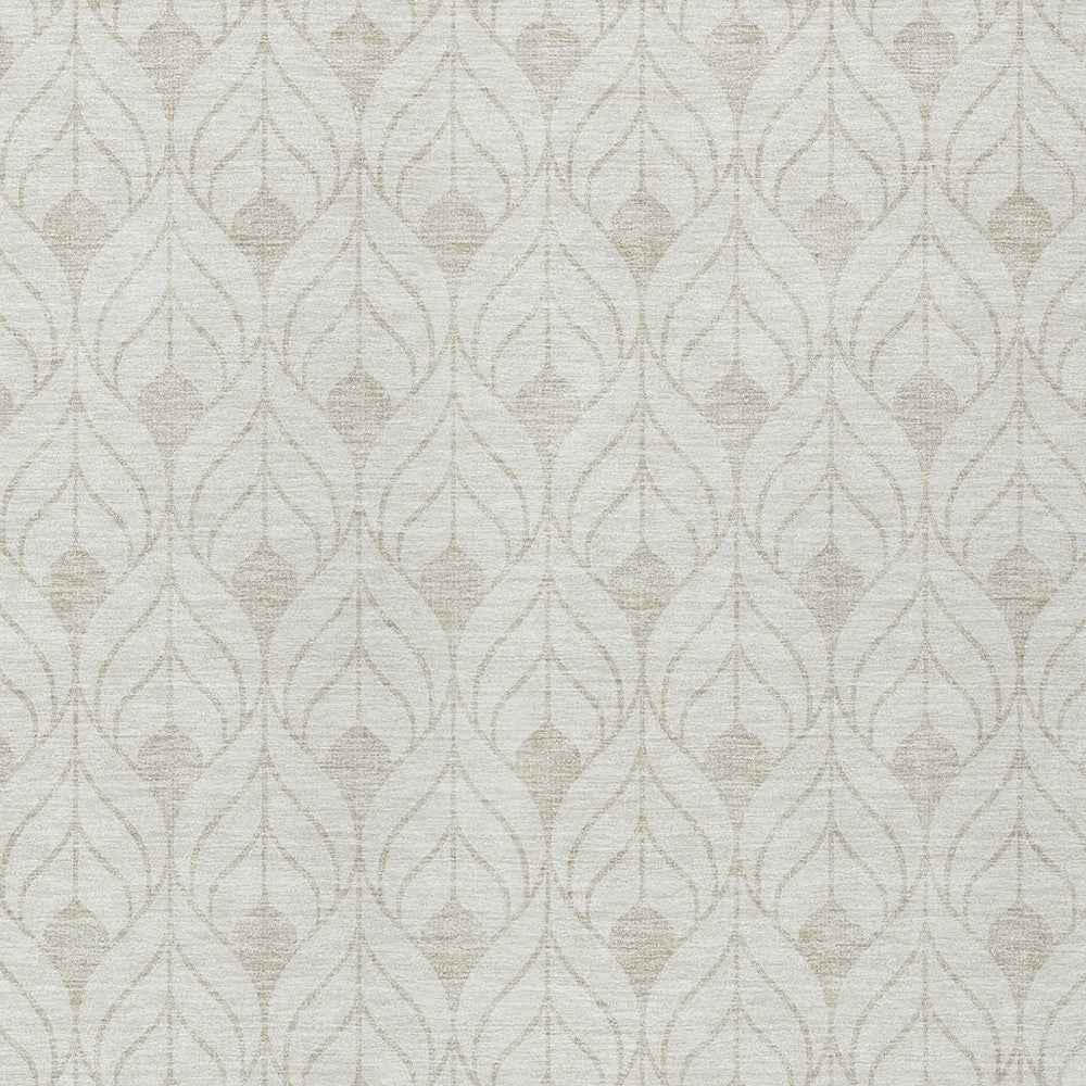 9' X 12' Ivory And Beige Geometric Washable Indoor Outdoor Area Rug