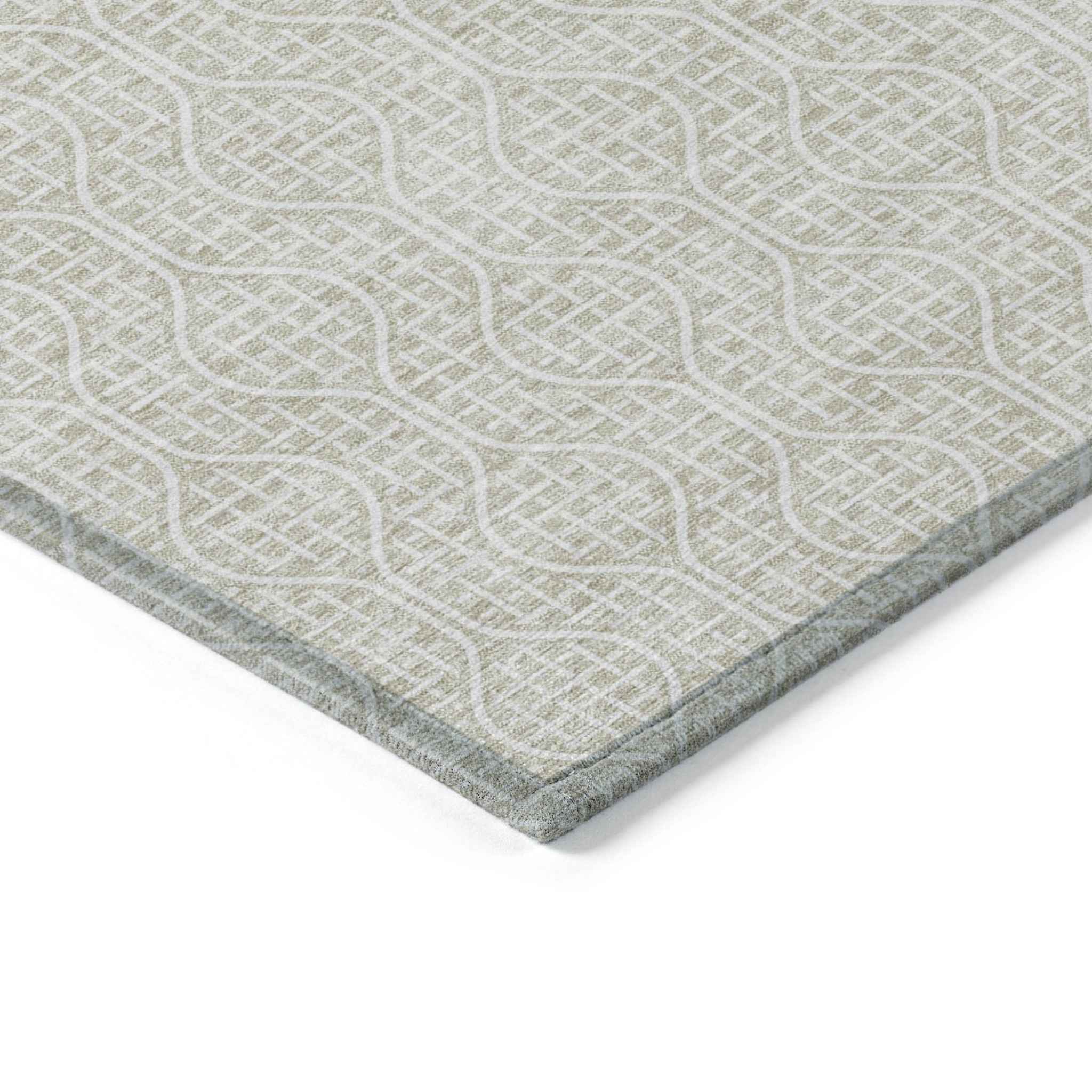 5' X 8' Beige And Ivory Geometric Washable Indoor Outdoor Area Rug