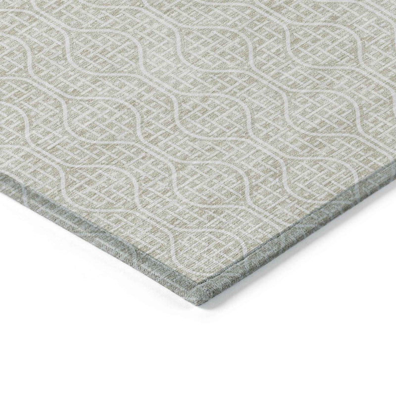 5' X 8' Beige And Ivory Geometric Washable Indoor Outdoor Area Rug