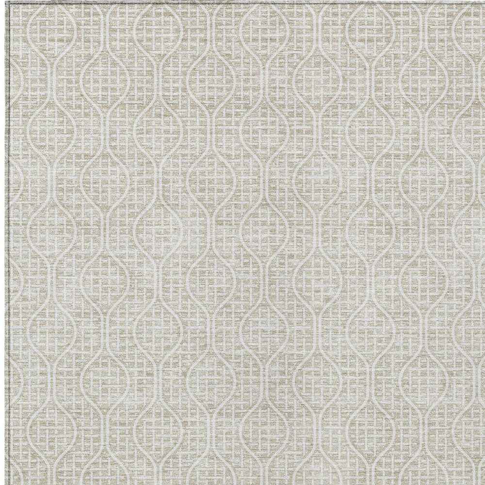 5' X 8' Beige And Ivory Geometric Washable Indoor Outdoor Area Rug