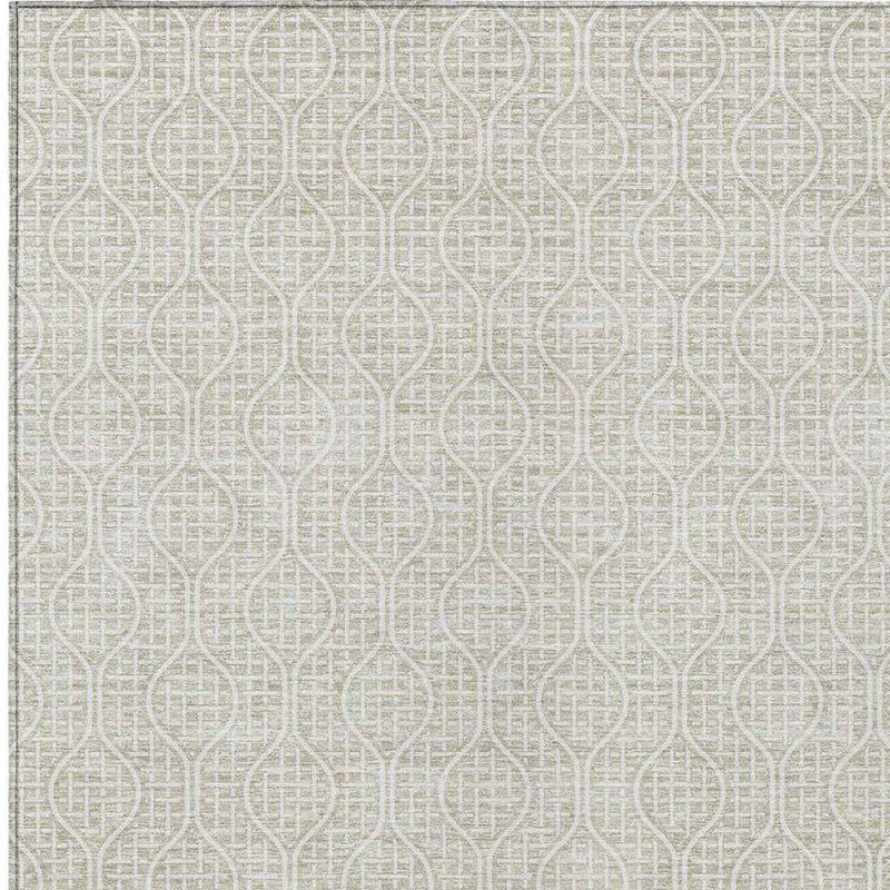 5' X 8' Beige And Ivory Geometric Washable Indoor Outdoor Area Rug
