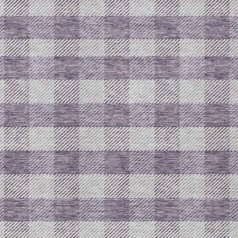 8' X 10' Lavender And Ivory Plaid Washable Indoor Outdoor Area Rug
