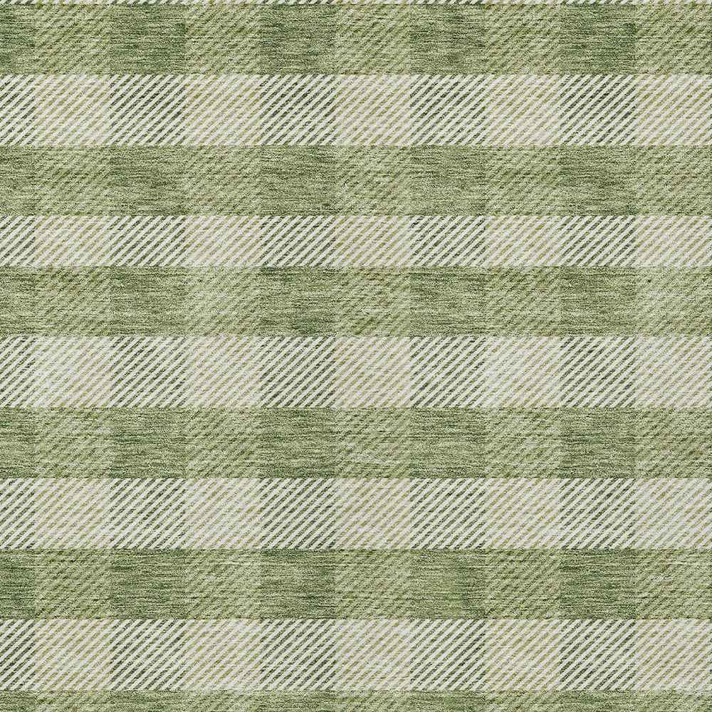 8' X 10' Green And Light Green Plaid Washable Indoor Outdoor Area Rug