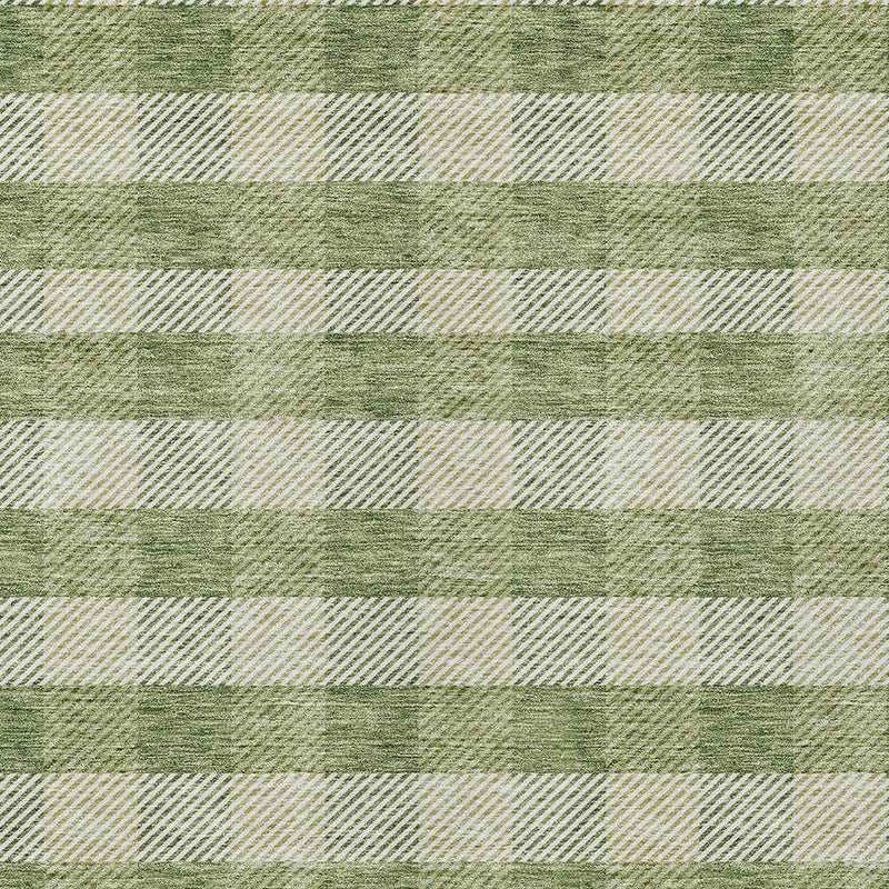 8' X 10' Green And Light Green Plaid Washable Indoor Outdoor Area Rug
