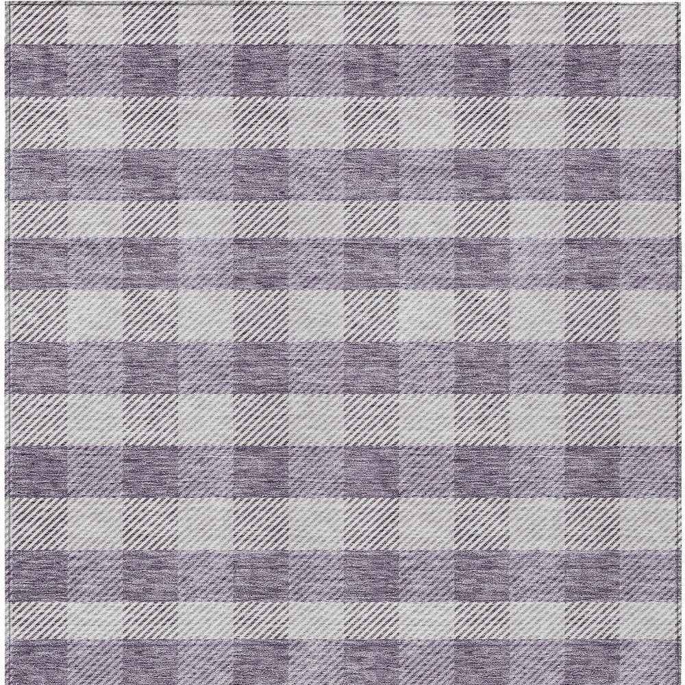 3' X 5' Lavender And Ivory Plaid Washable Indoor Outdoor Area Rug