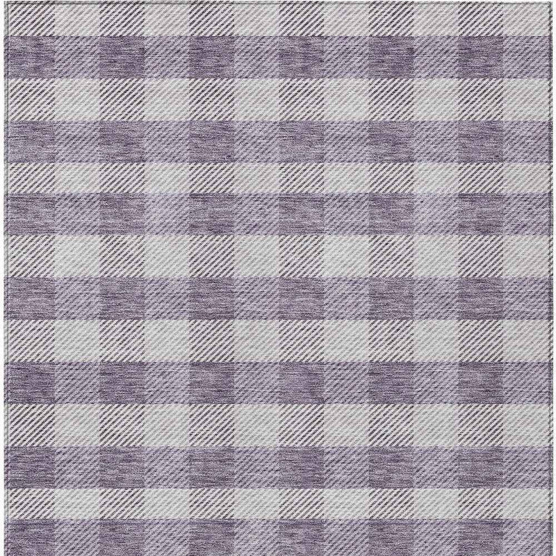 3' X 5' Lavender And Ivory Plaid Washable Indoor Outdoor Area Rug