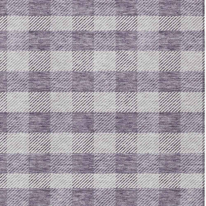 3' X 5' Lavender And Ivory Plaid Washable Indoor Outdoor Area Rug
