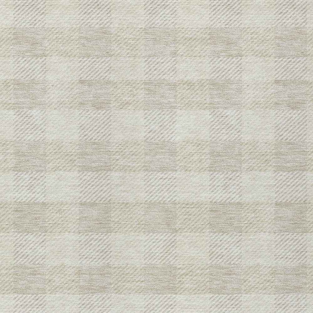 3' X 5' Ivory And Beige Plaid Washable Indoor Outdoor Area Rug