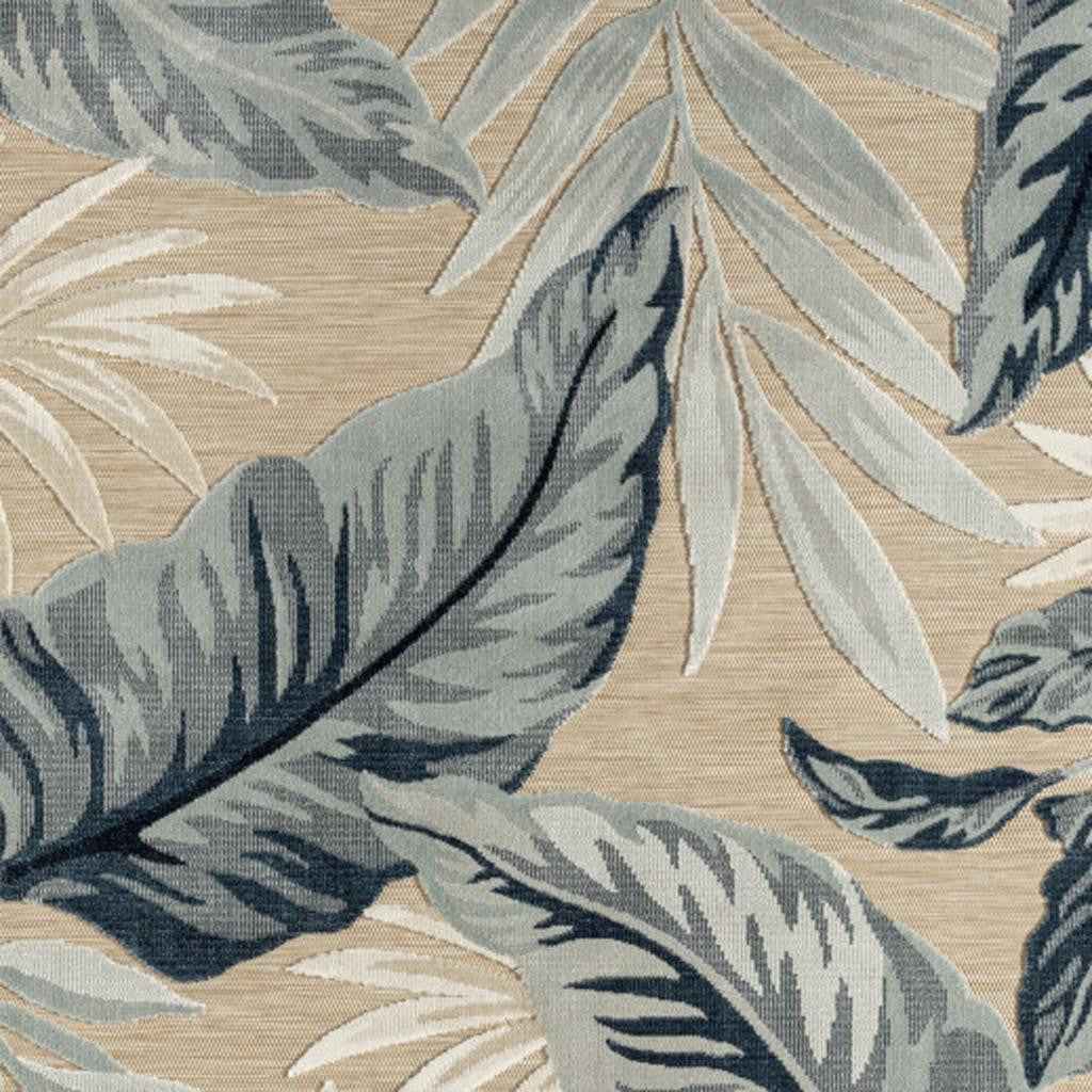 5' X 7' Blue And Beige Indoor Outdoor Area Rug