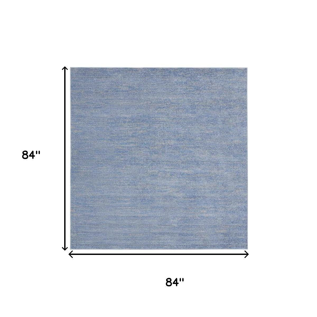 7' Blue And Gray Square Indoor Outdoor Area Rug - Outdoor