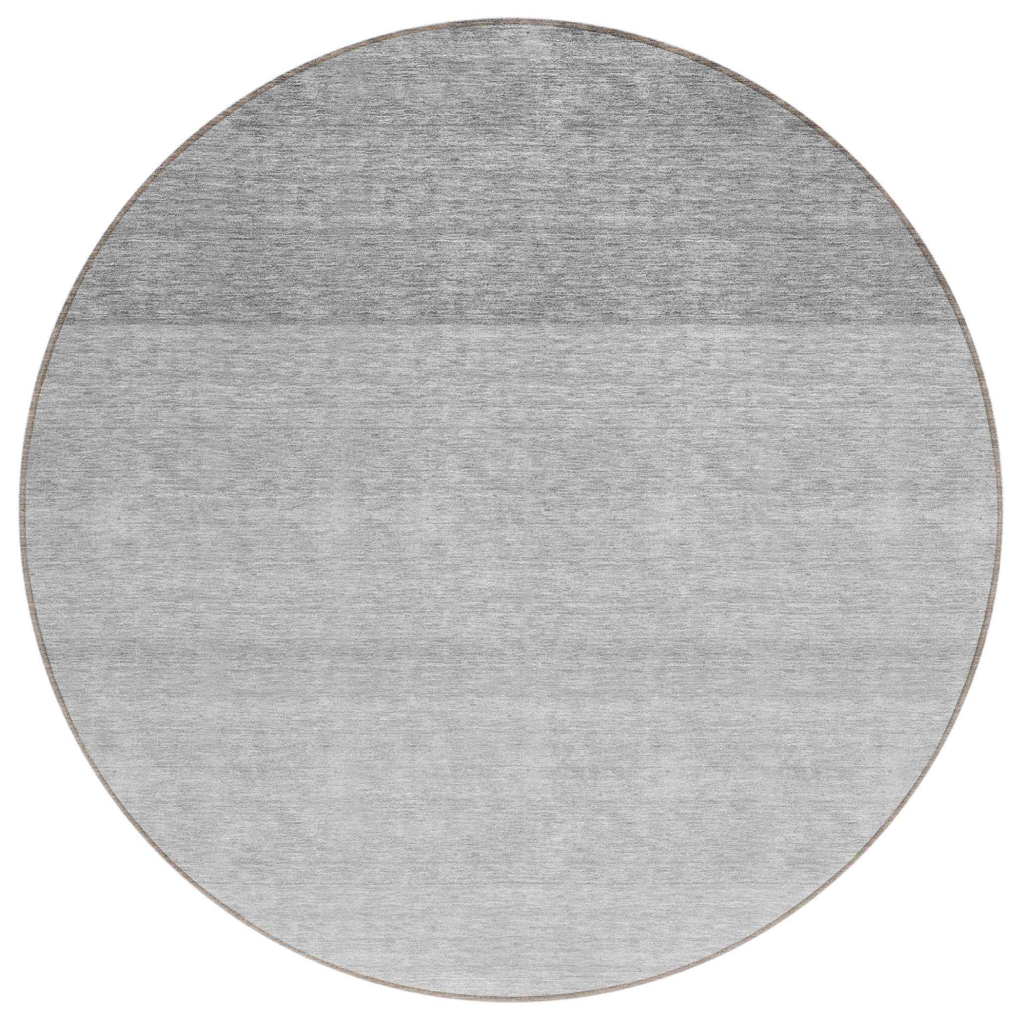8' Gray And Light Gray Round Ombre Washable Indoor Outdoor Area Rug