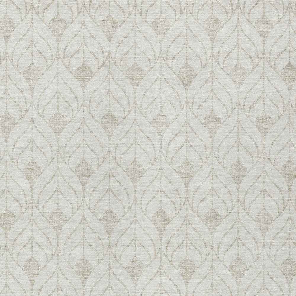 3' X 5' Ivory And Beige Geometric Washable Indoor Outdoor Area Rug