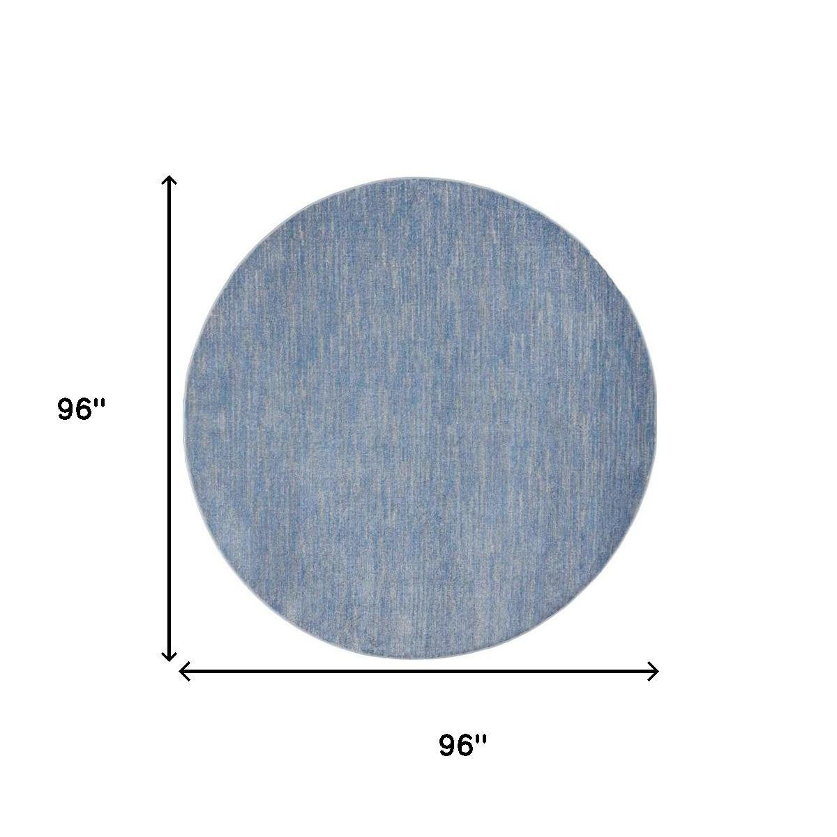 8' X 8' Blue And Gray Round Indoor Outdoor Area Rug - Outdoor