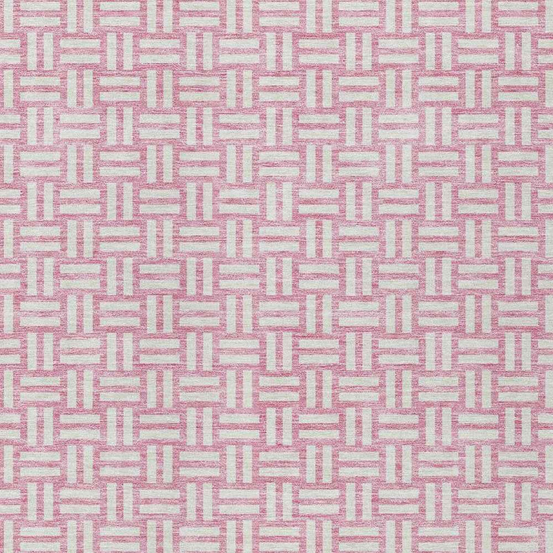 8' X 10' Pink And Ivory Geometric Washable Indoor Outdoor Area Rug